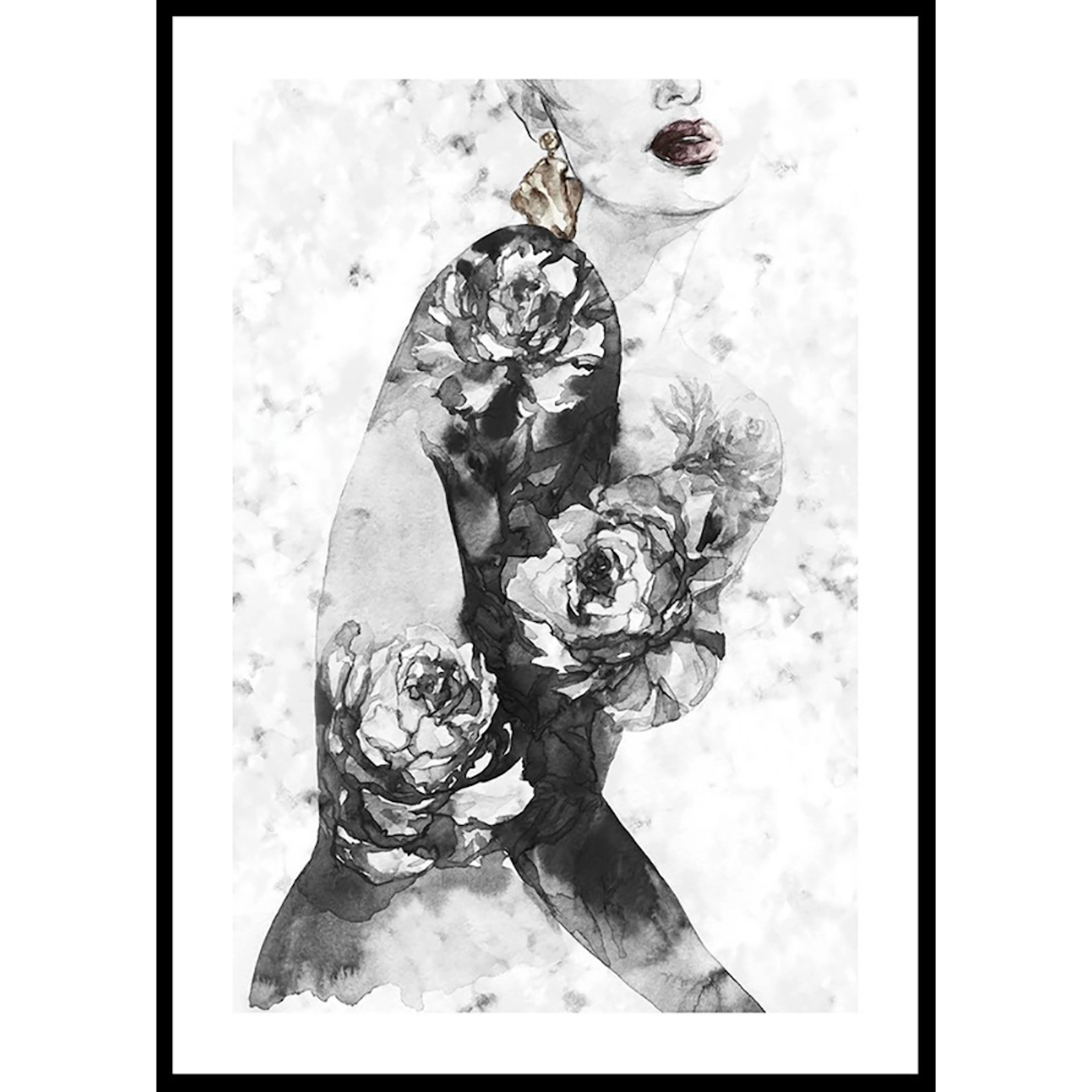Poster Gallerix Watercolor Woman With Flowers