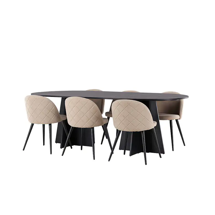 Matgrupp Venture Home Bootcut Oval med 6 Velvet Stolar