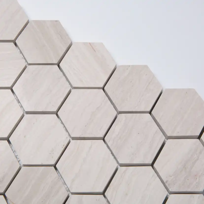 Natursten ArtStone Woodlight Gravin Hexagon Polerad 5x5 cm