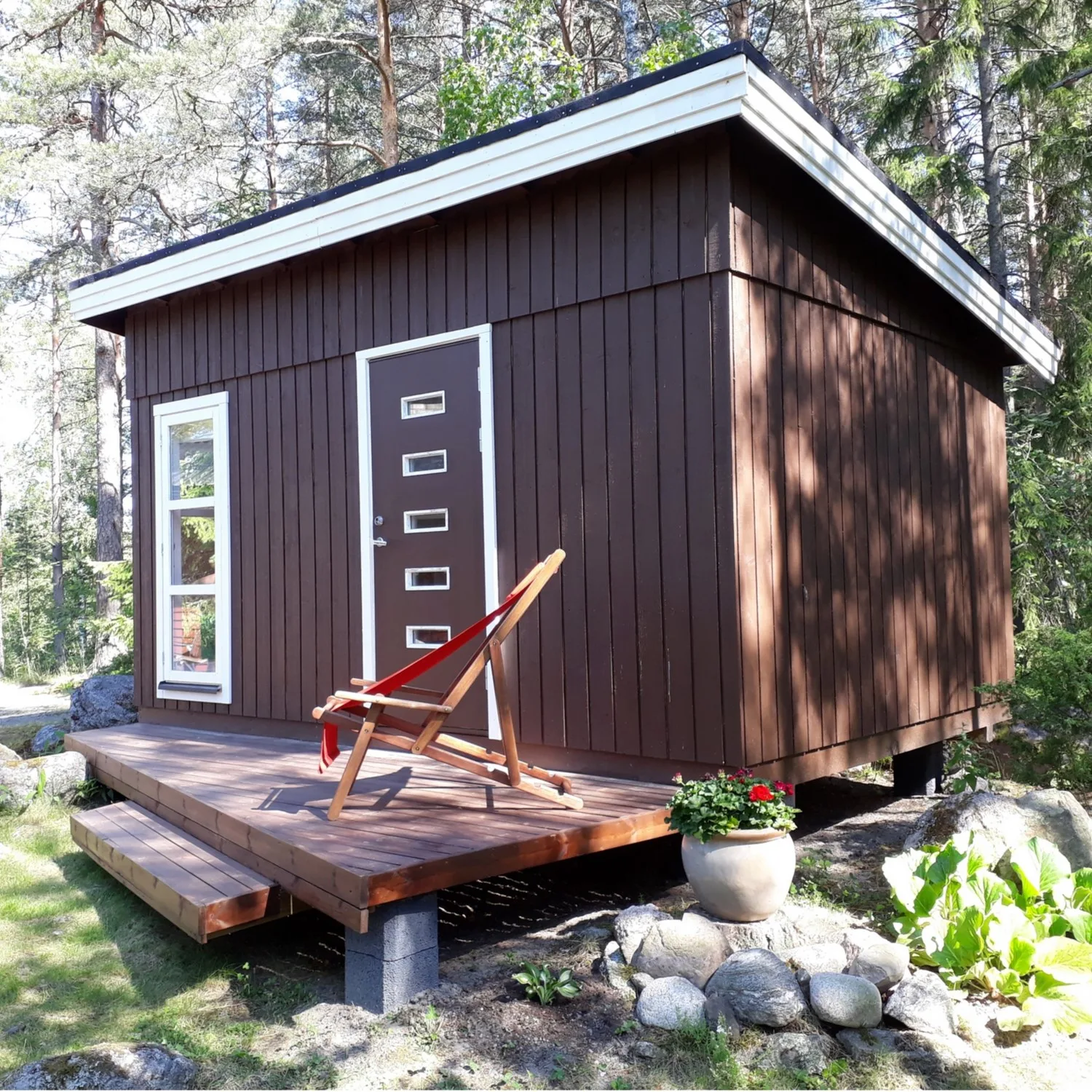 Friggebod Palmako Etta 13,6 m² Komplett Stuga med Pulpettak