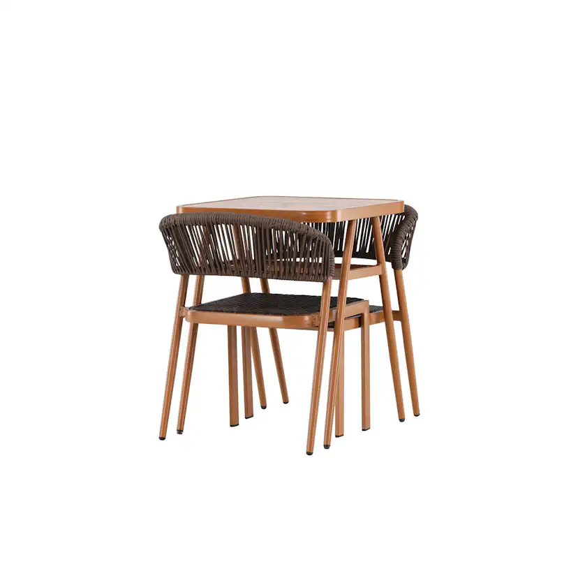 Caféset Venture Home Amadora Trädgårdsgrupp i Brun Aluminium