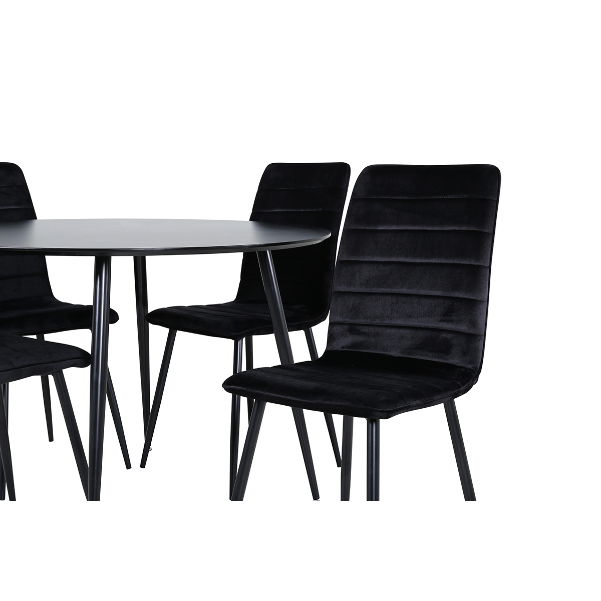 Silar Dining Table - Round 100  cm - Black Melamine / Black Svart