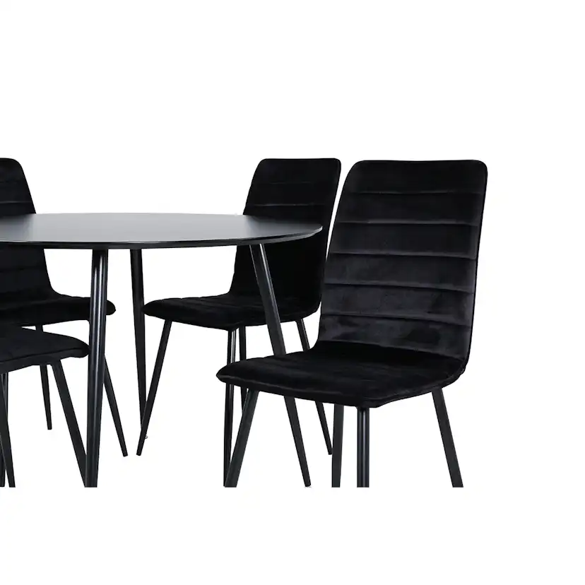Silar Dining Table - Round 100 cm - Black Melamine / Black Svart