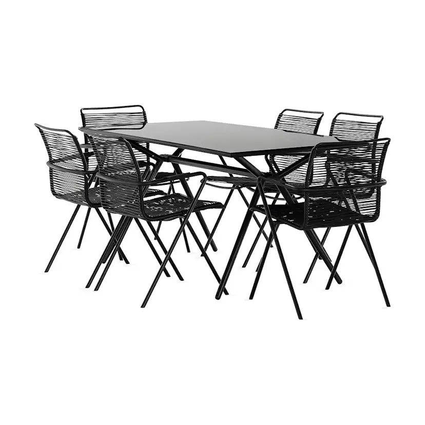 Matgrupp Comfort Garden Rosasco 160 cm + 6 Stolar