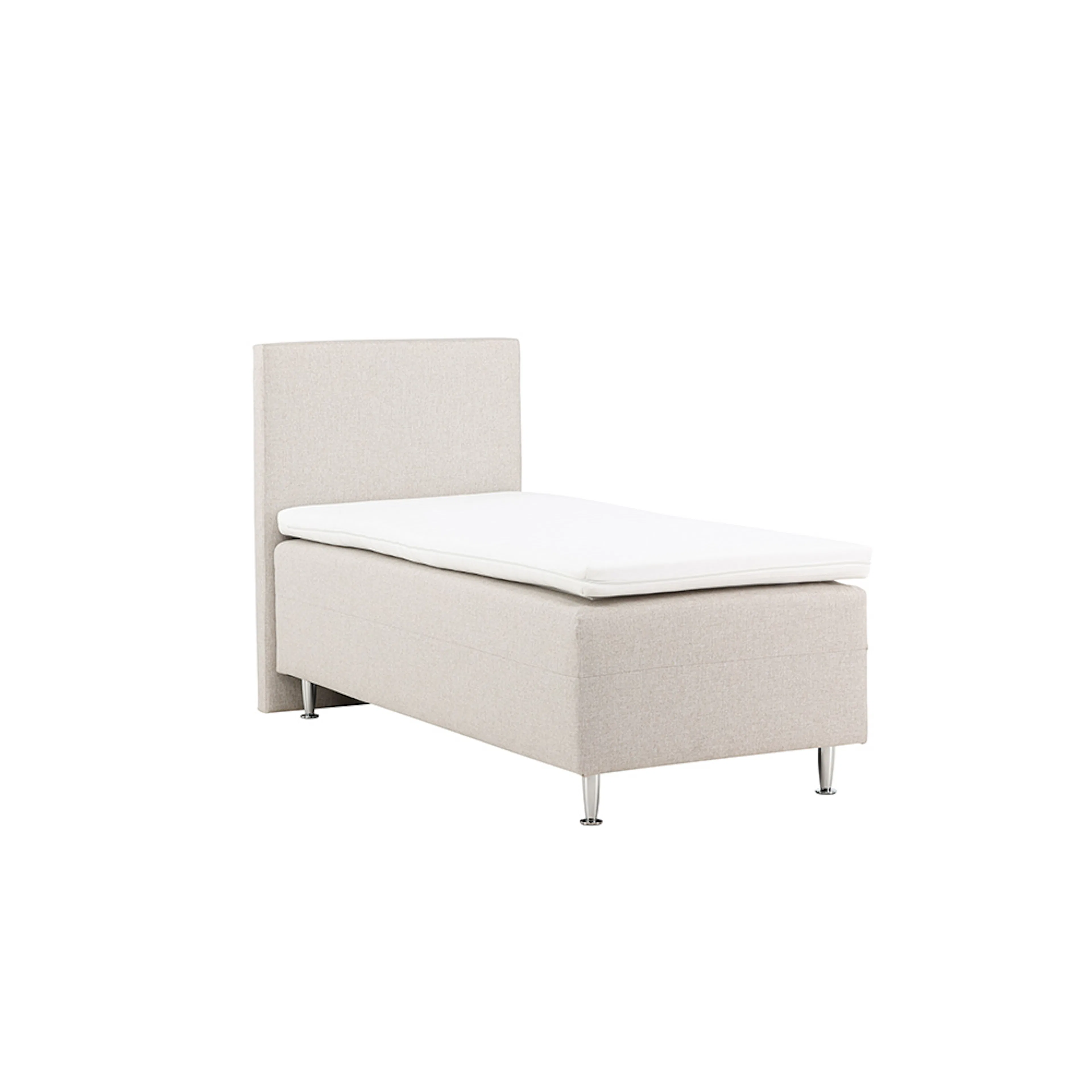 Mesa Bed 90*200 - Matte Silver / Beige Fabric Lino 02 Beige