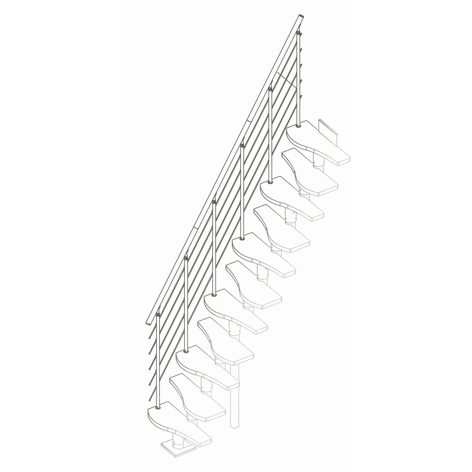 SHAPE6 komplett extra räcke ek lack antracit 10-11T Antracit, Passar till 10-11 Steg