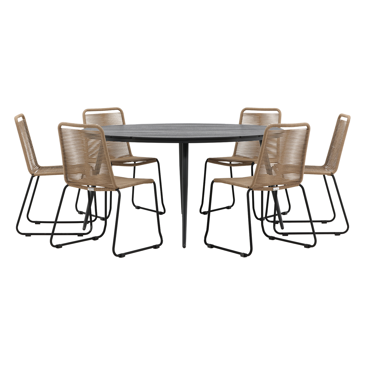Break - Dining Table Round- Black / Black - Alu / Aintwood - Latte