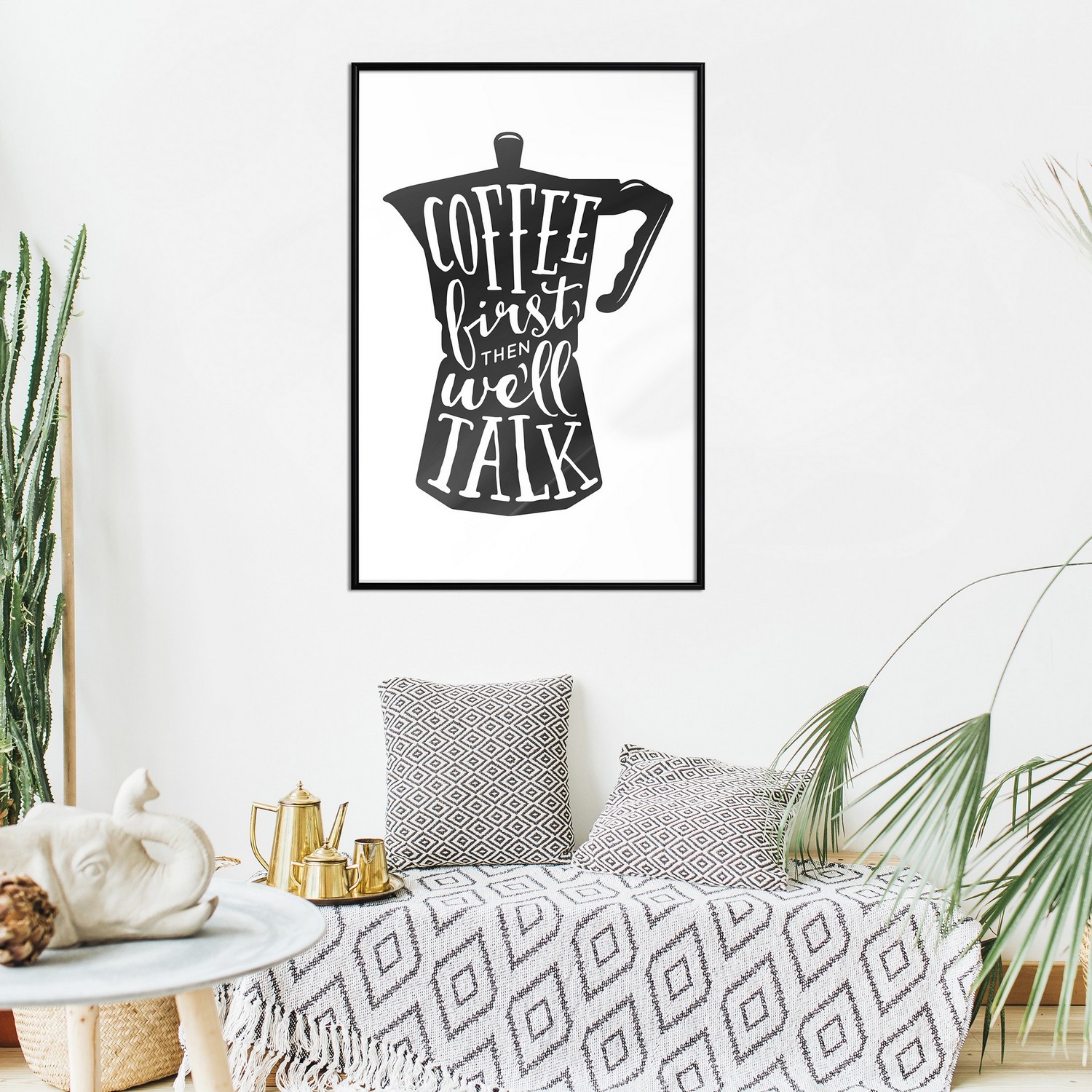 Affisch - Coffee First Then We'll Talk [Poster] 40x60 Svart ram, 40x60 cm