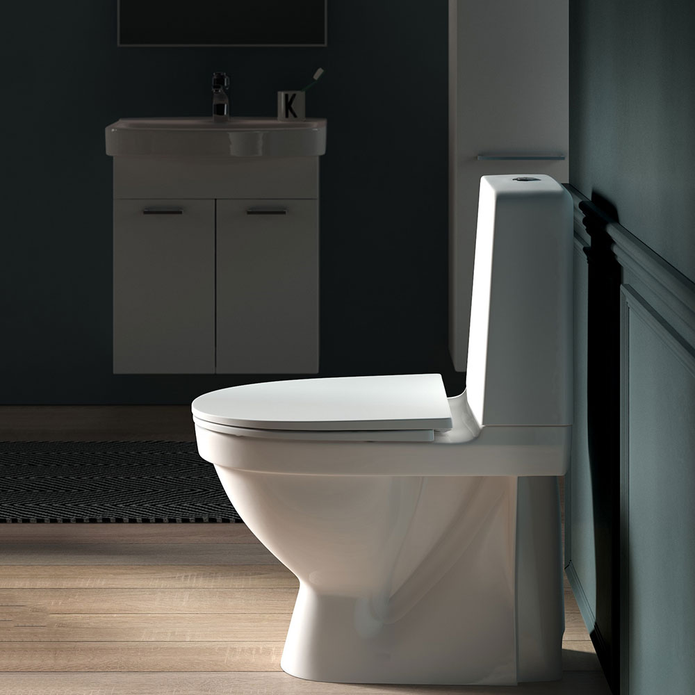 Toalettstol Laufen Kompas 825151 Rimless med Dolt S-lås för Limning inkl Mjuksits