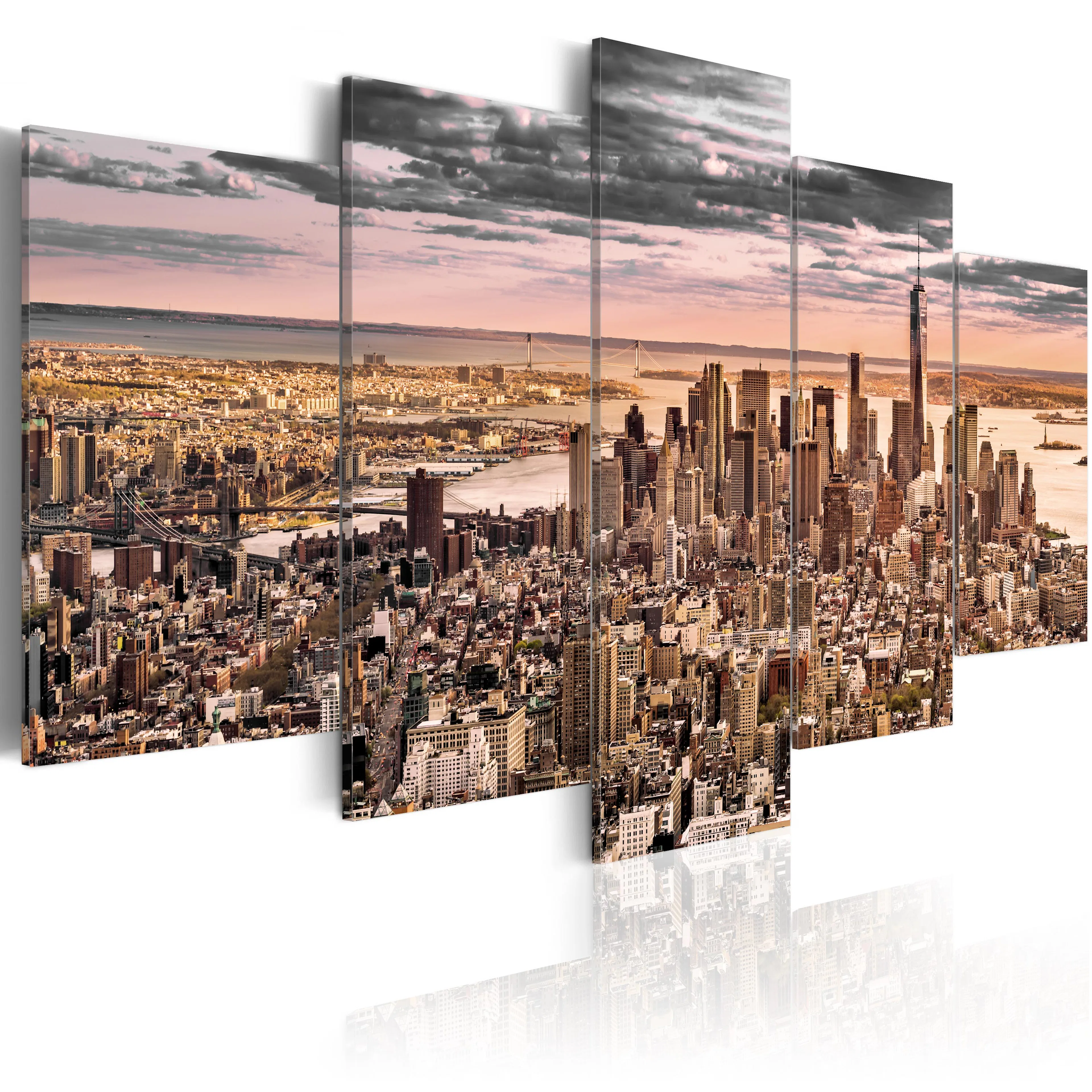 Foto på akryl - New York City: Morning Sky [Glass] 200x100 Mått: 200x100 cm