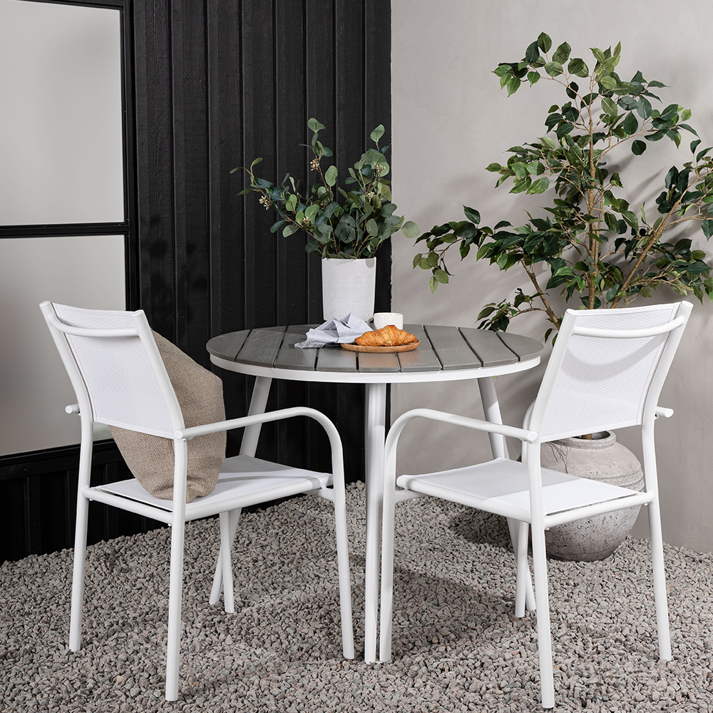 Break - Dining Table Round- White / Grey - Alu / Aintwood - Vit