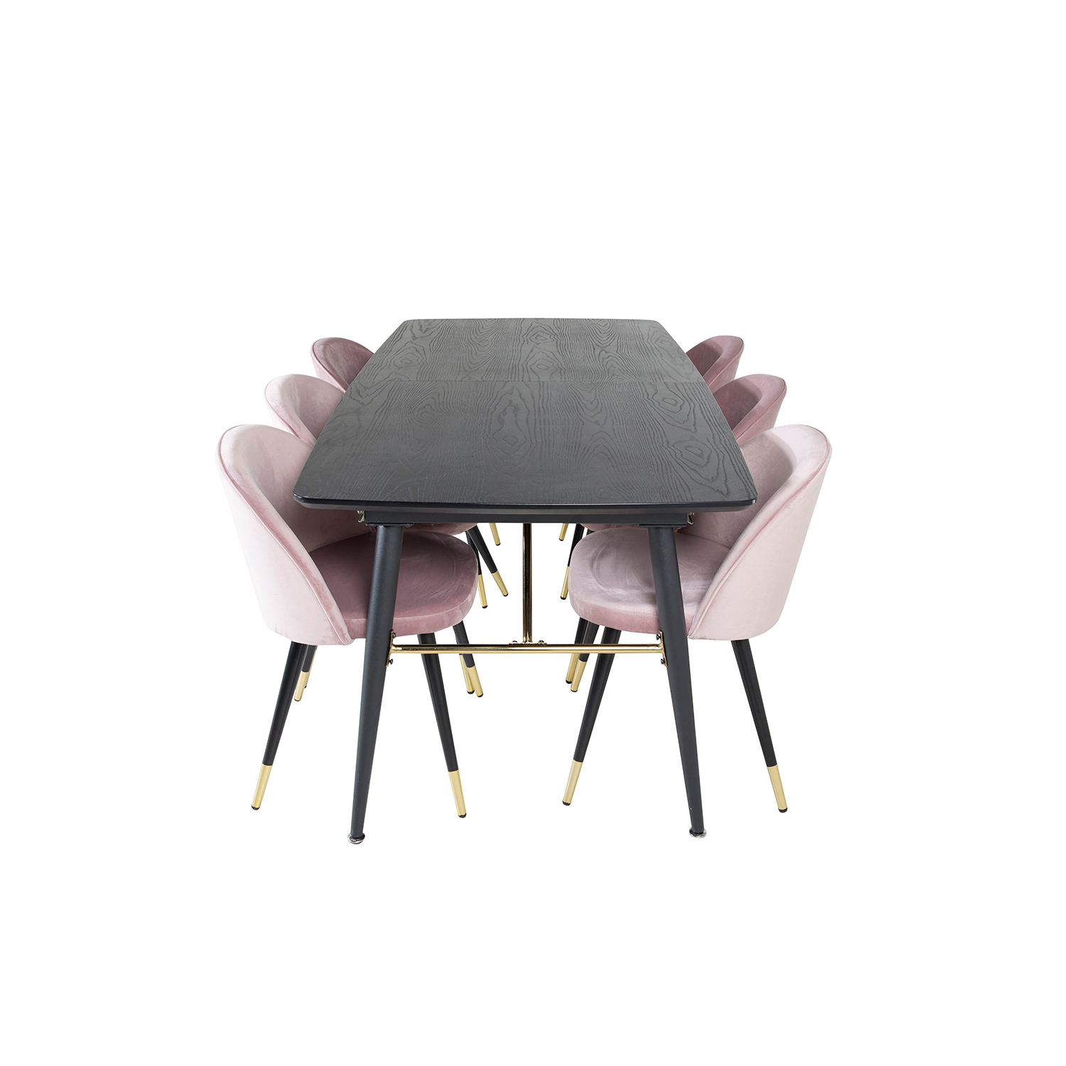 Matgrupp Venture Home Gold med 6 Velvet Stolar