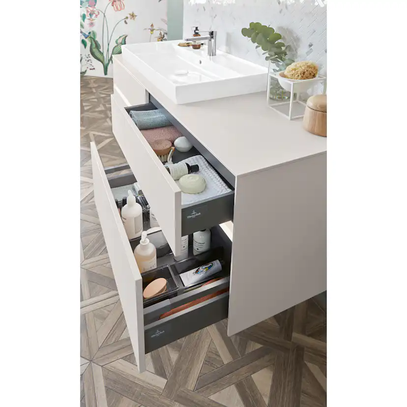 Tvättställ villeroy & Boch Collaro 4A33C5RW Stenvit CeramicPlus, Med Bräddavlopp, 1200 mm, Med Blandarhål, för Trehålsblandare