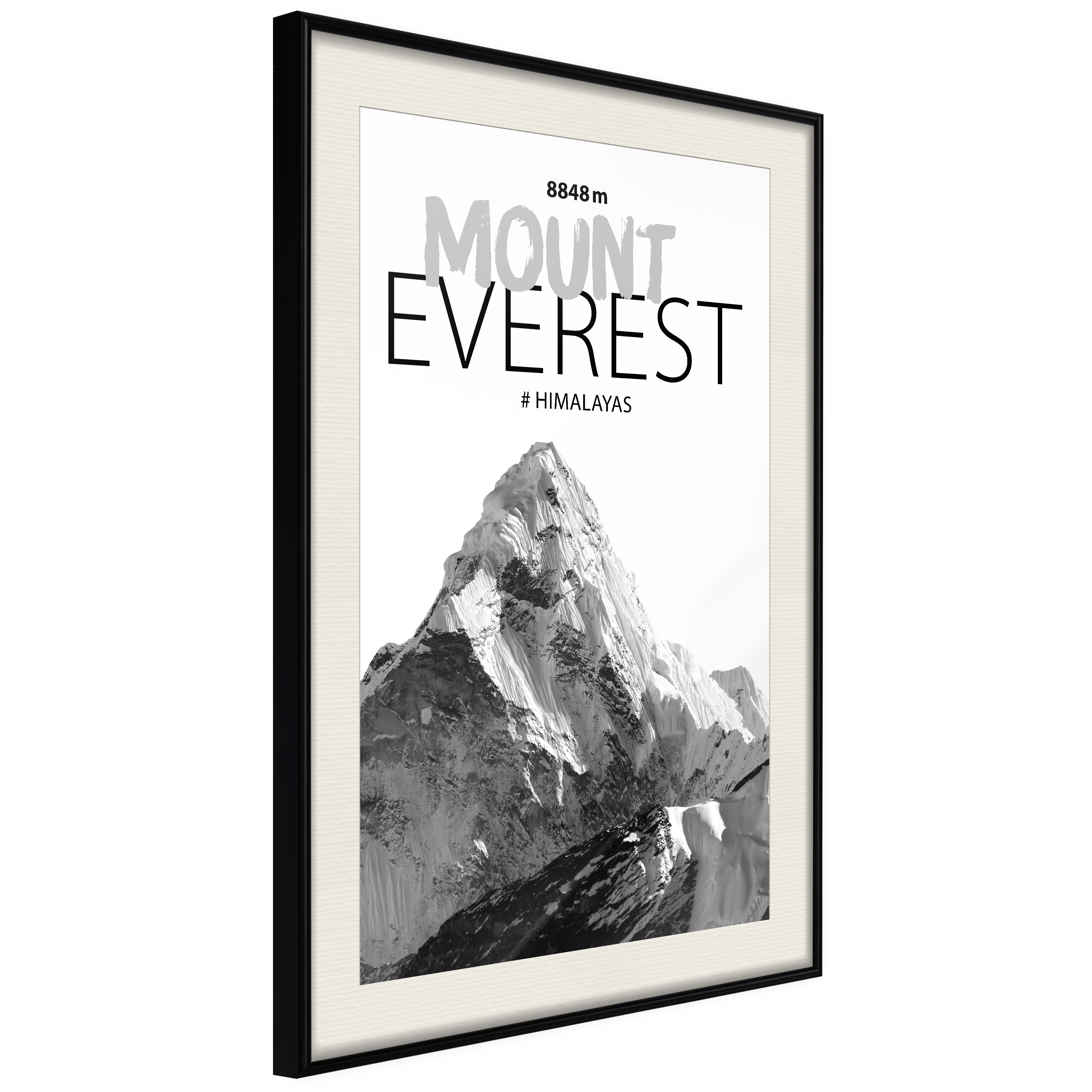 Affisch - Mount Everest [Poster] 40x60 Svart ram med passepartout, 40x60 cm