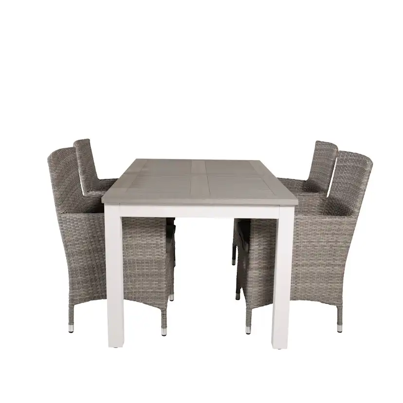 Albany Dining Table 152/210*90 - White Alu / Grey Aintwood+M Grå