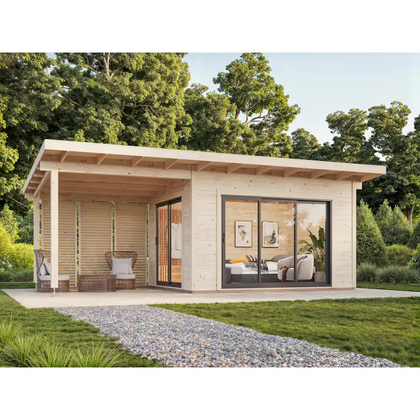 Trädgårdshus Palmako Grace 20,4 m2 (inv. 11,2 m2) med skjutpartier SlidePlus