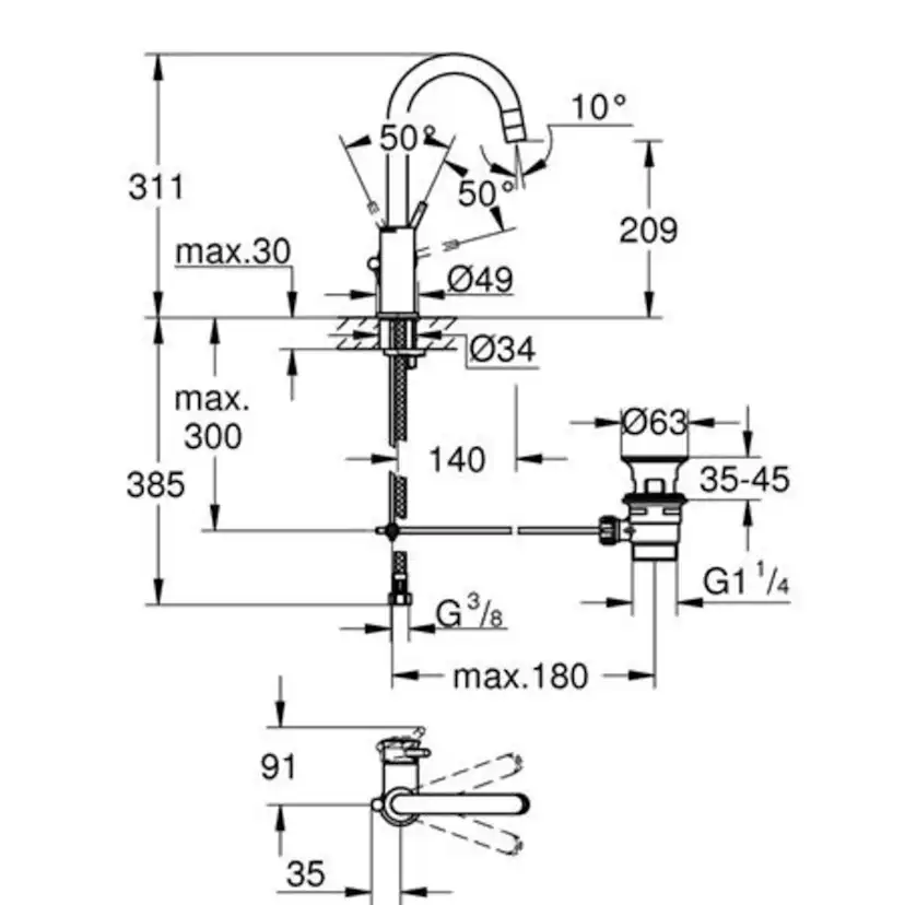 Tvättställsblandare Grohe Start Classic L 23783