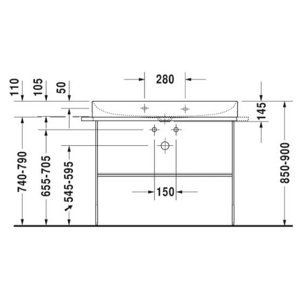 Benställning Duravit DuraSquare Golvstående till Tvättställ