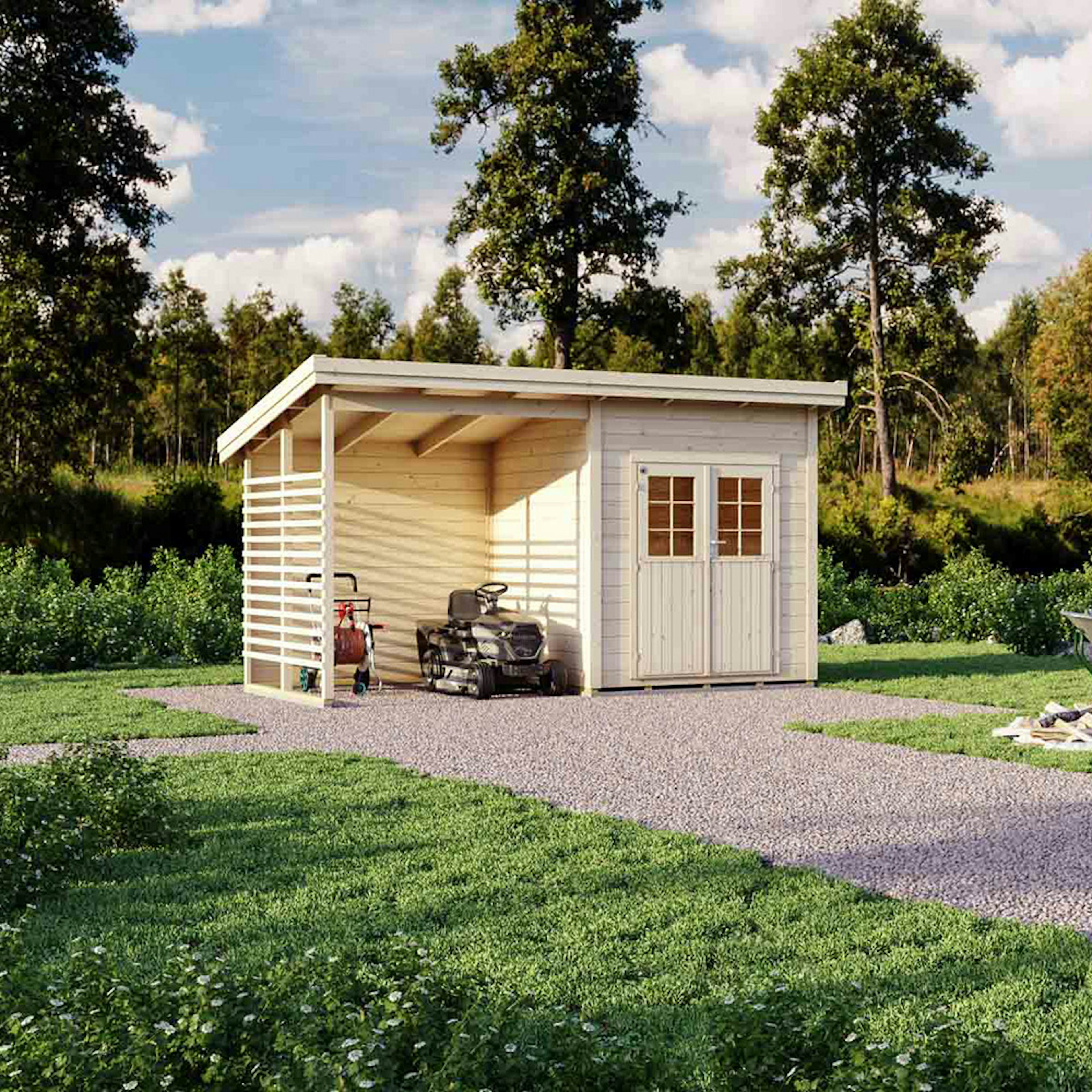 Förråd Luoman Lillevilla Kataja 8,9 m² Friggebod Byggsats i Trä med Pulpettak