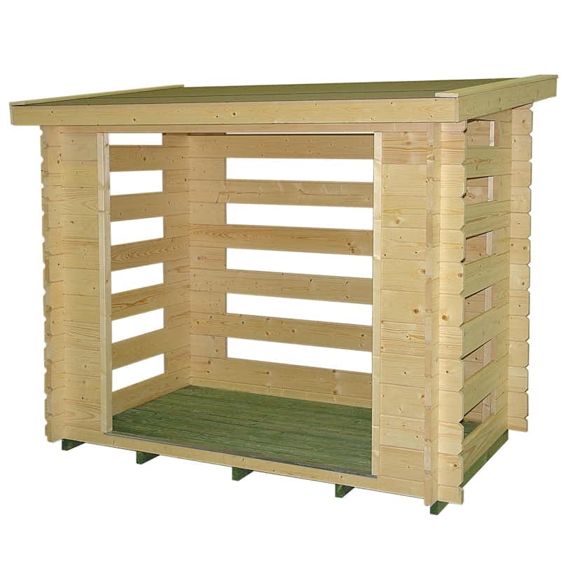 Vedbod Luoman Lillevilla Joulukka 2,4 m² Vedförvaring med Pulpettak i Lösvirke