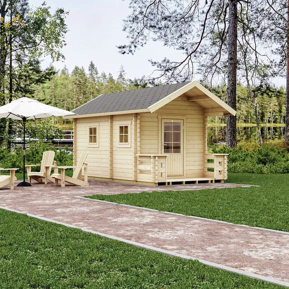 Bastu Luoman Tulilampi 10,3 m² Fristående Utebastu med Sadeltak & Dubbla Rum