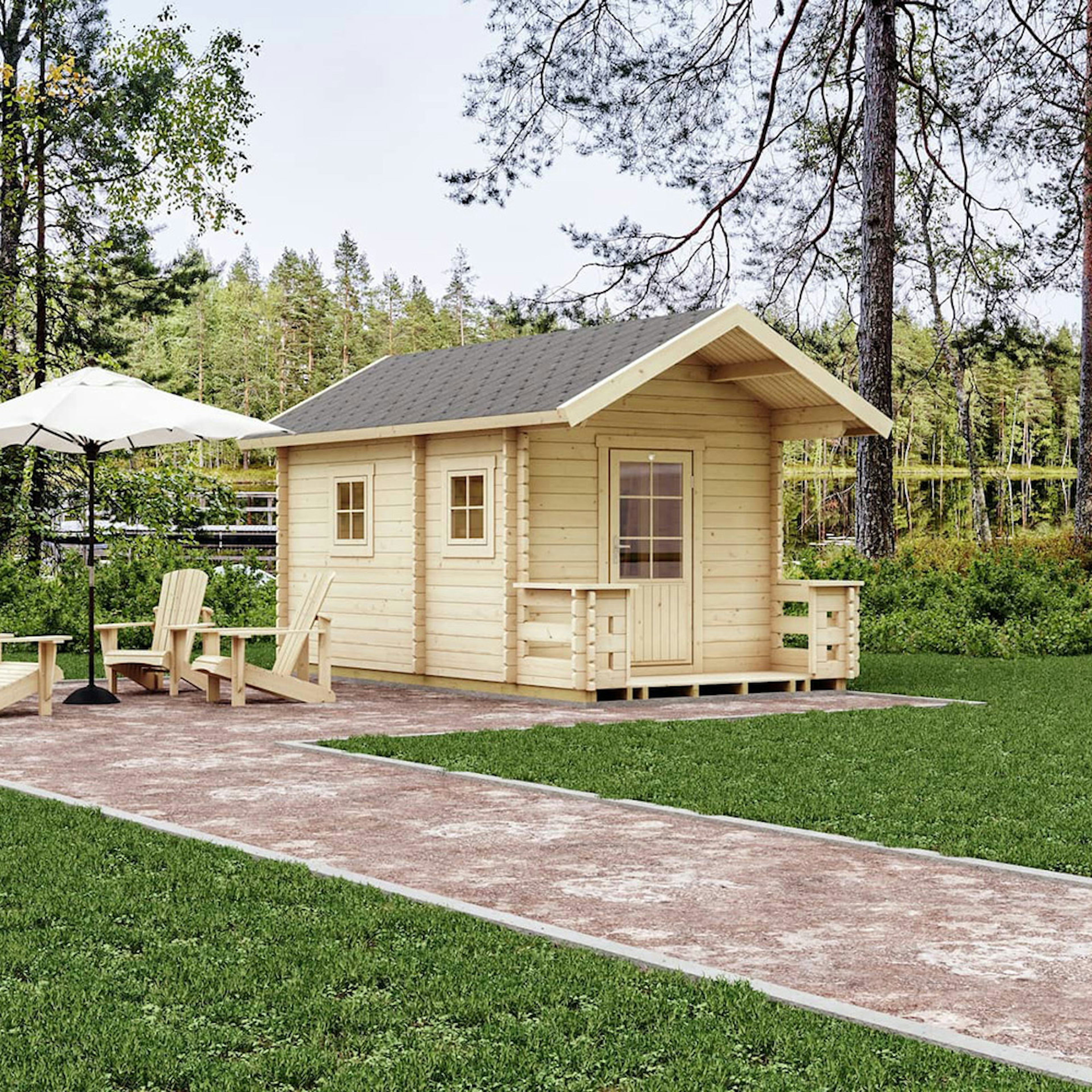 Bastu Luoman Tulilampi 10,3 m² Fristående Utebastu med Sadeltak & Dubbla Rum