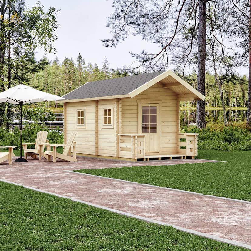 Bastu Luoman Tulilampi 10,3 m² Fristående Utebastu med Sadeltak & Dubbla Rum