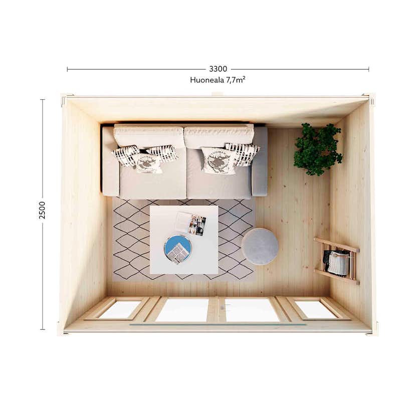 Friggebod Luoman Lillevilla Suovu 8,25 m² Komplett Stuga med Pulpettak