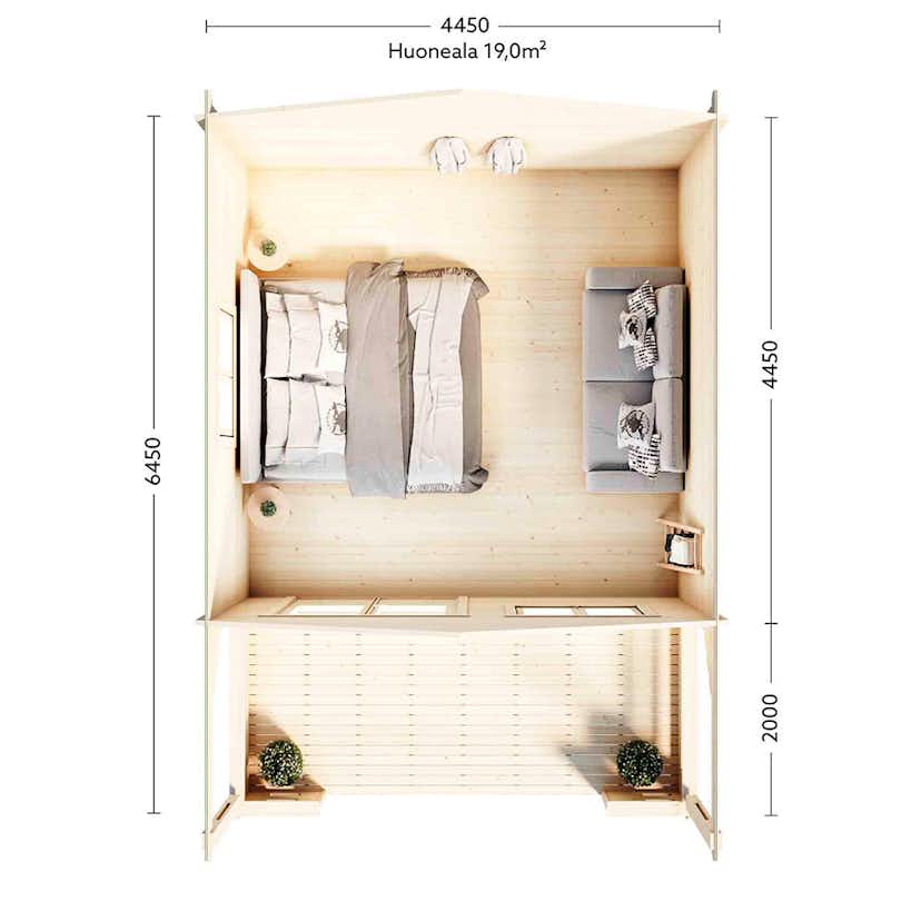 Attefallshus Luoman Lillevilla Saimaa 19,8 m² Komplett Stuga med Sadeltak