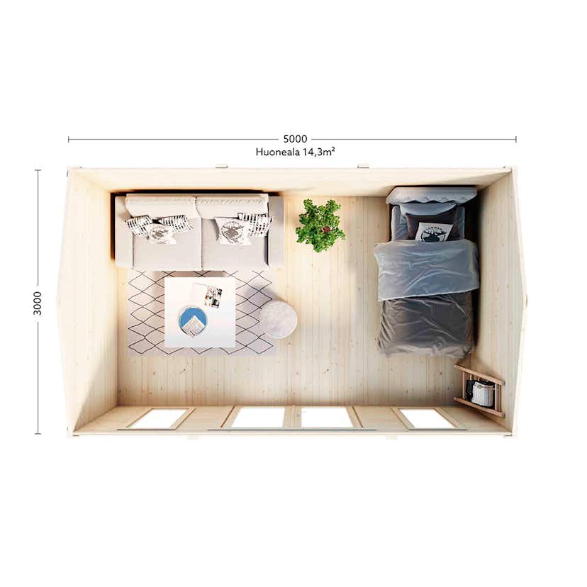 Attefallshus Luoman Lillevilla Pemu 15 m² Komplett Stuga med Sadeltak