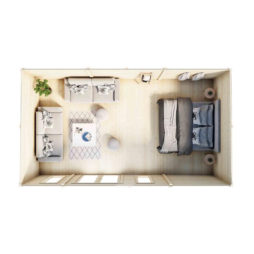 Attefallshus Luoman Lillevilla Teno 28,8 m² Komplett Stuga med Pulpettak