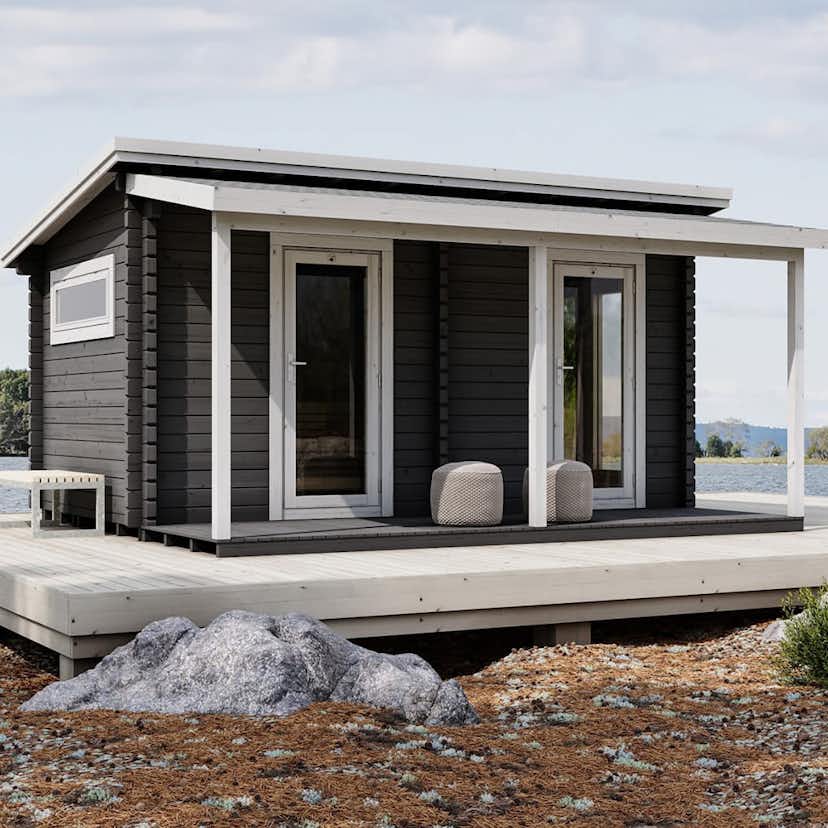 Bastu Luoman Lillevilla Kihu 13,23 m² Fristående Utebastu med Altan