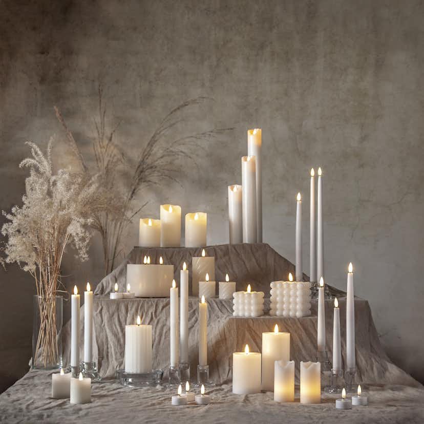 Antikljus Star Trading 2p Flamme Slim38 cm Vit