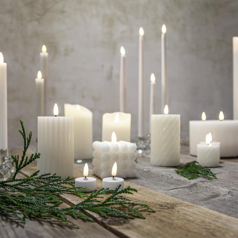 Antikljus Star Trading 2p Flamme Slim38 cm Vit