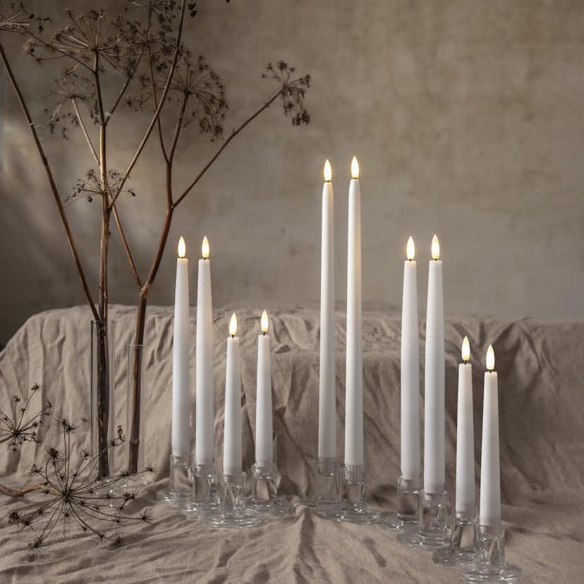 Antikljus Star Trading 2p Flamme Slim38 cm Vit