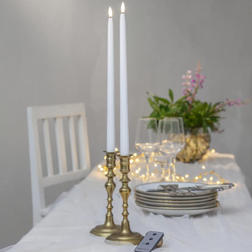 Antikljus Star Trading 2p Flamme Slim38 cm Vit