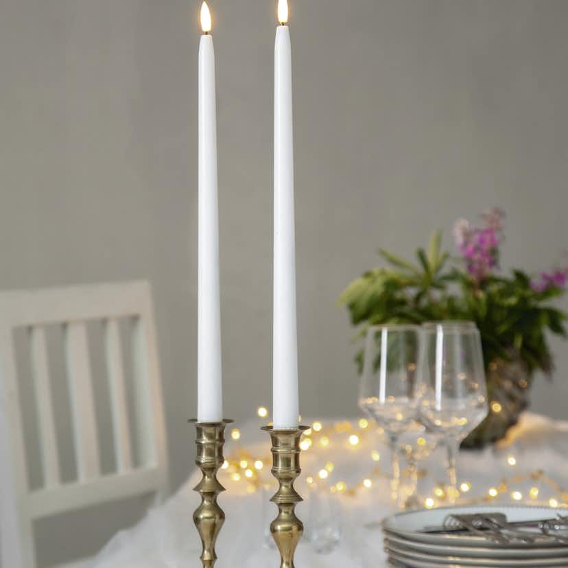 Antikljus Star Trading 2p Flamme Slim38 cm Vit