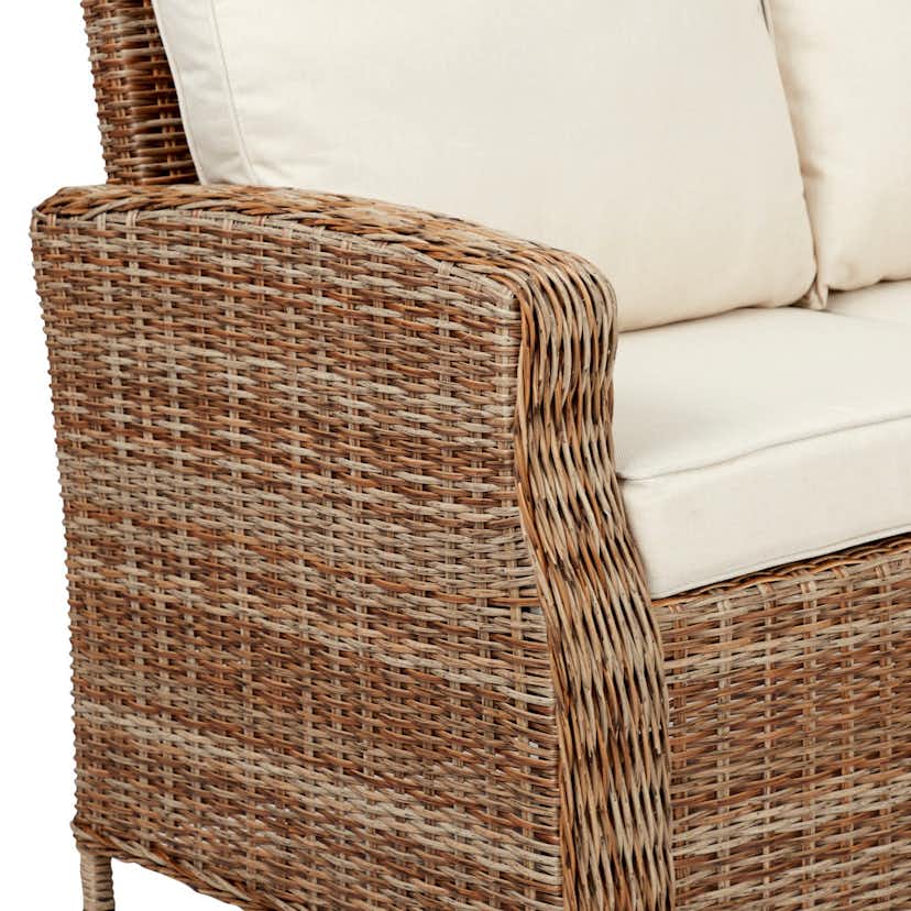 Hörnsoffa Ute VILA Gotland, Rottingsoffa med Dynor och Aluminiumram