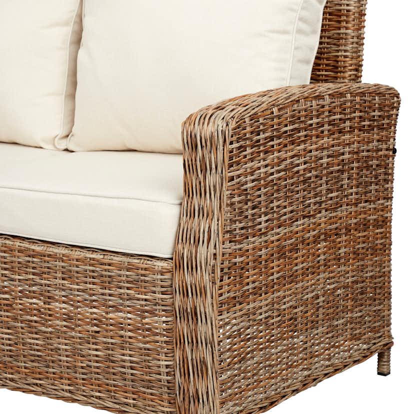 Hörnsoffa Ute VILA Gotland, Rottingsoffa med Dynor och Aluminiumram