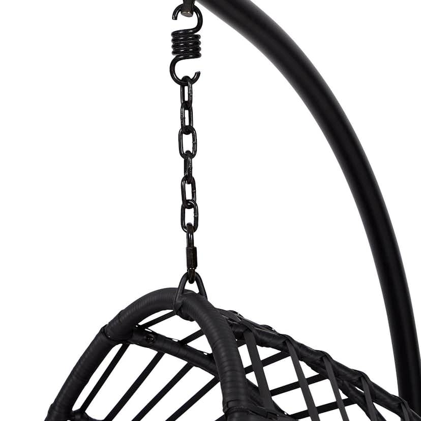 Hängstol Outfit Arne Utomhusgunga med Stativ, Svart Metall, Rotting & Polyester med Dyna