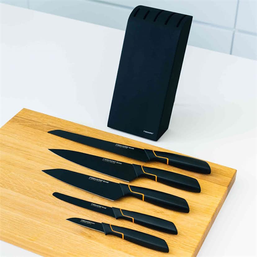 Knivblock Fiskars Edge 5 Knivar – Högkvalitativt Set i Tåligt Rostfritt Stål