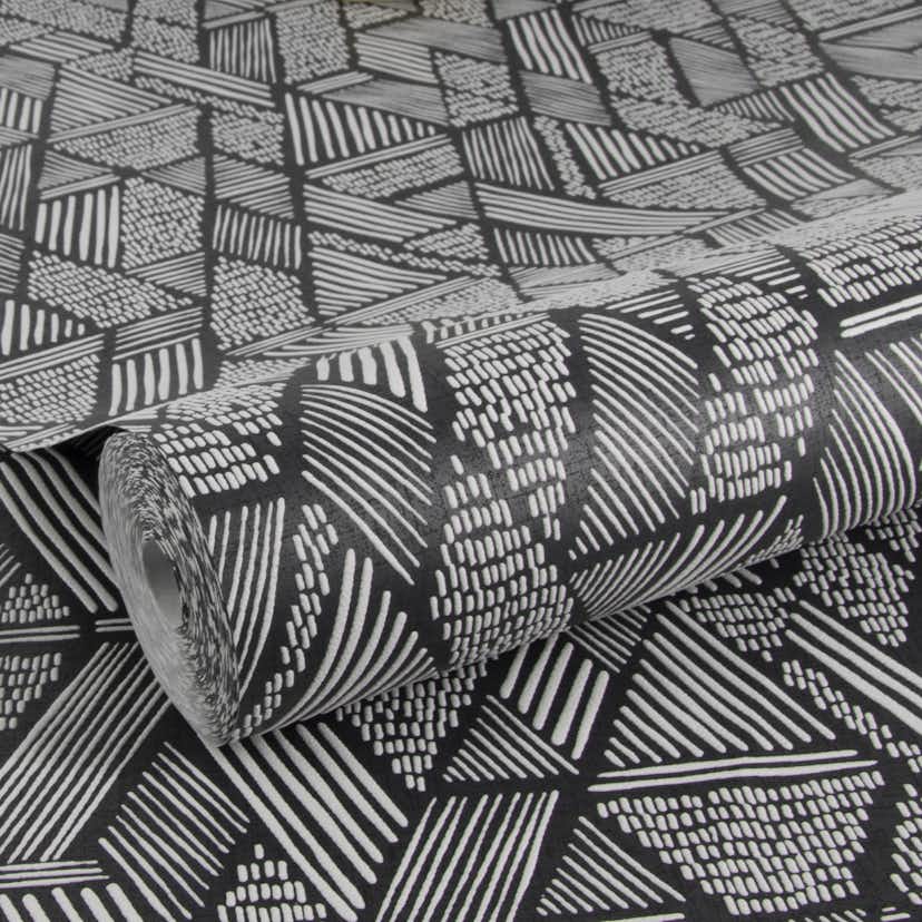 Tapet WOW Ethnic Stitch Svart/Vit