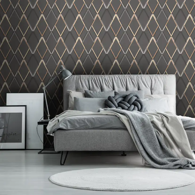 Tapet WOW Metallisk Geometrisk Grå
