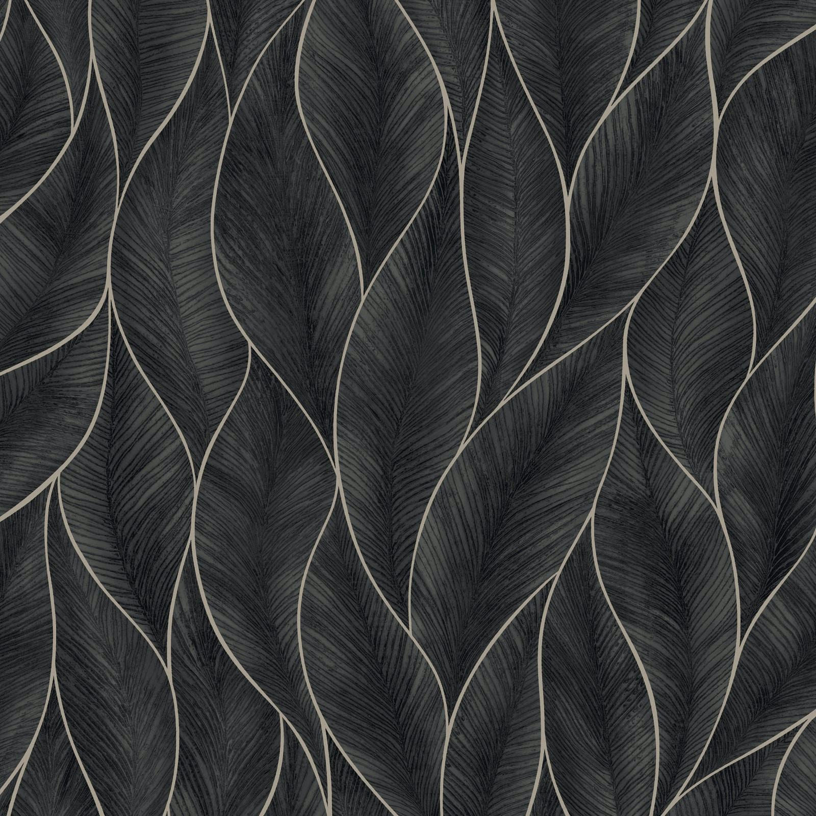 Tapet WOW Subtle Leaves Silver/Blå