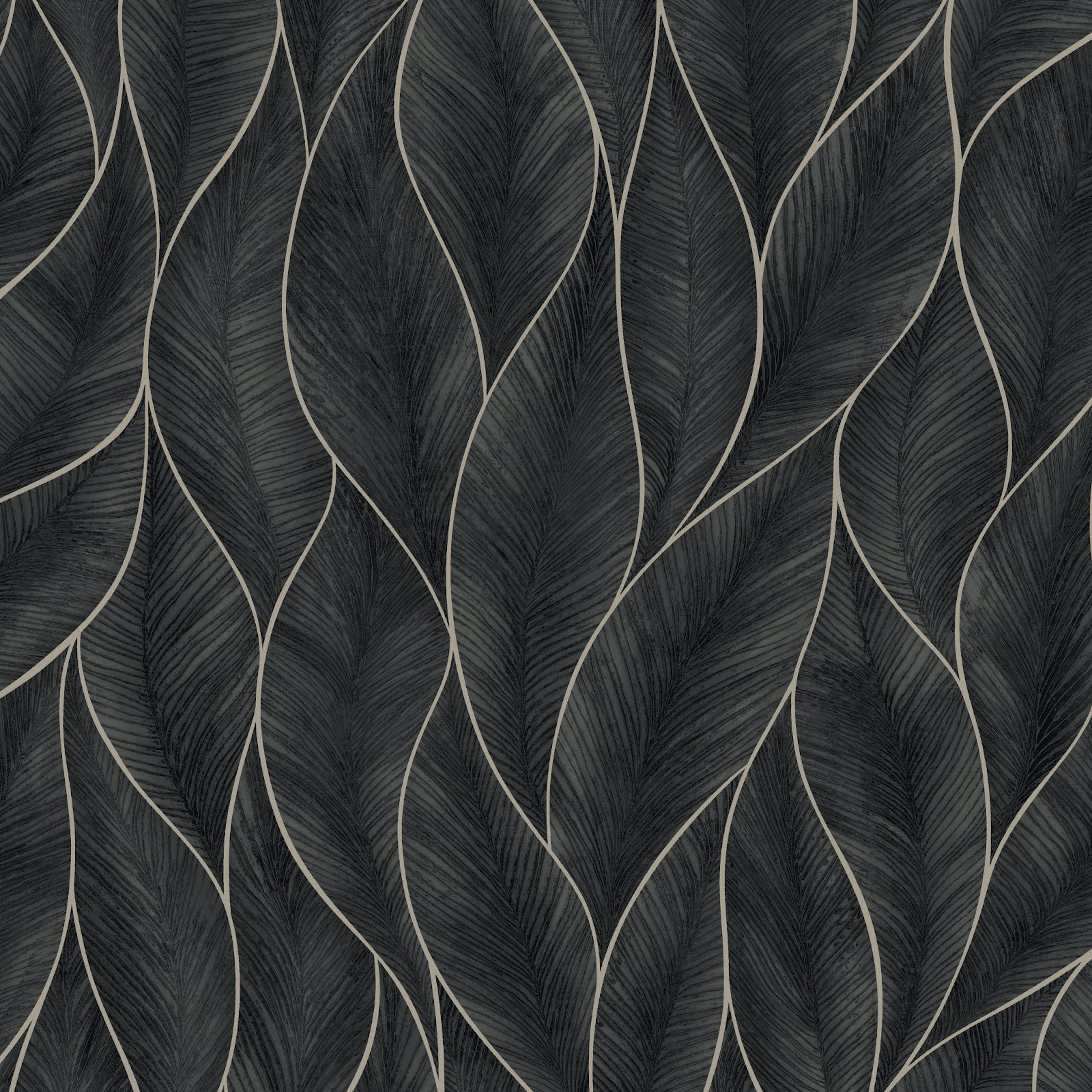 Tapet WOW Subtle Leaves Silver/Blå