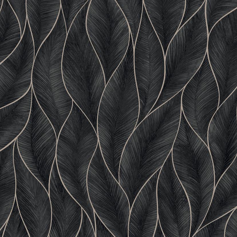 Tapet WOW Subtle Leaves Silver/Blå