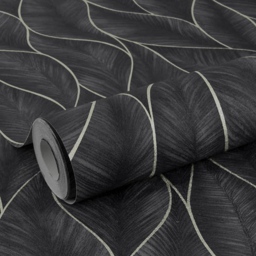 Tapet WOW Subtle Leaves Silver/Blå