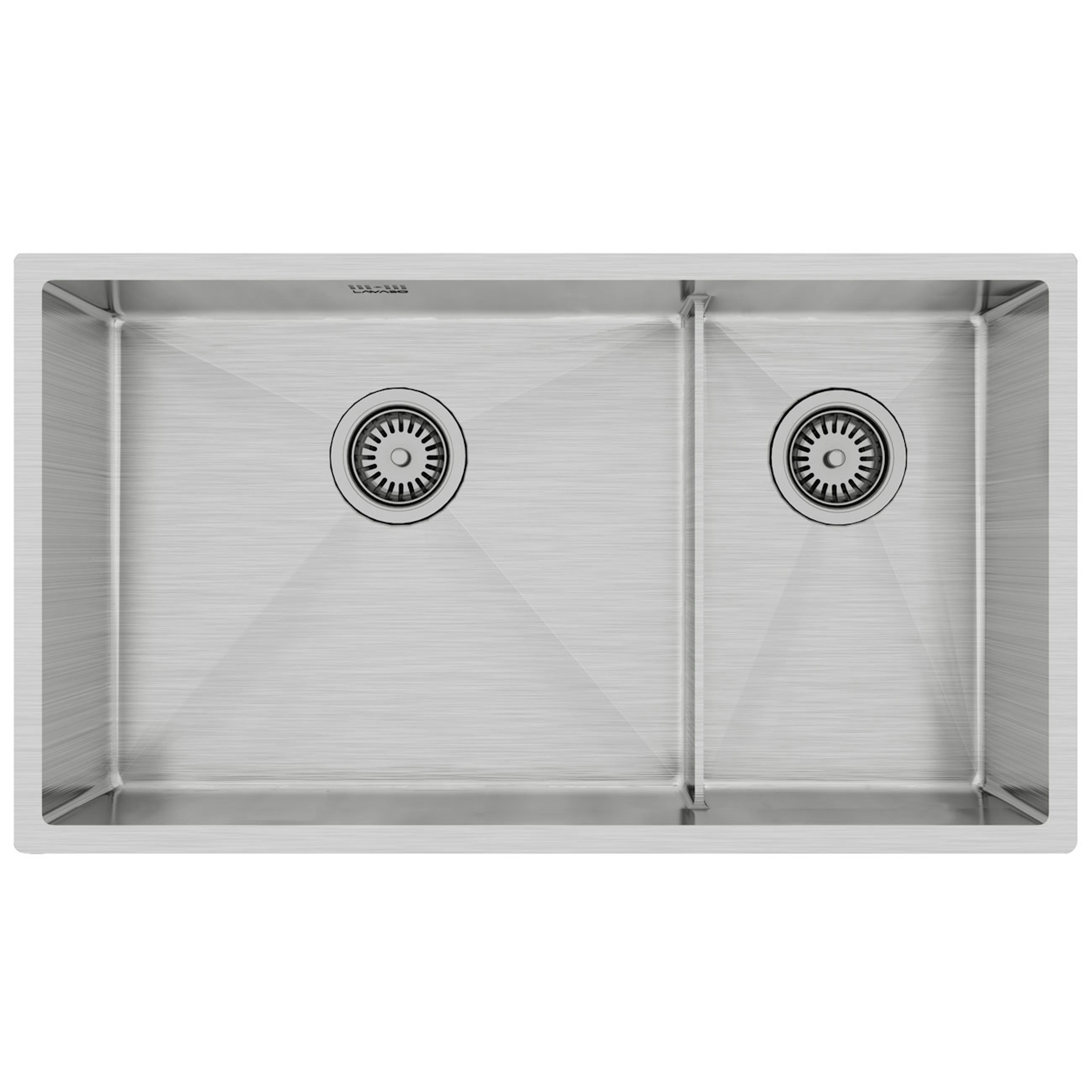 Diskho Lavabo Kubus 780 Soft Slim Rostfri Dubbel med Korgventil & Vattenlås