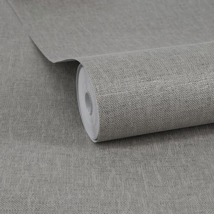 Tapet WOW Linne Glänsande Enfärgad Grå 10125463