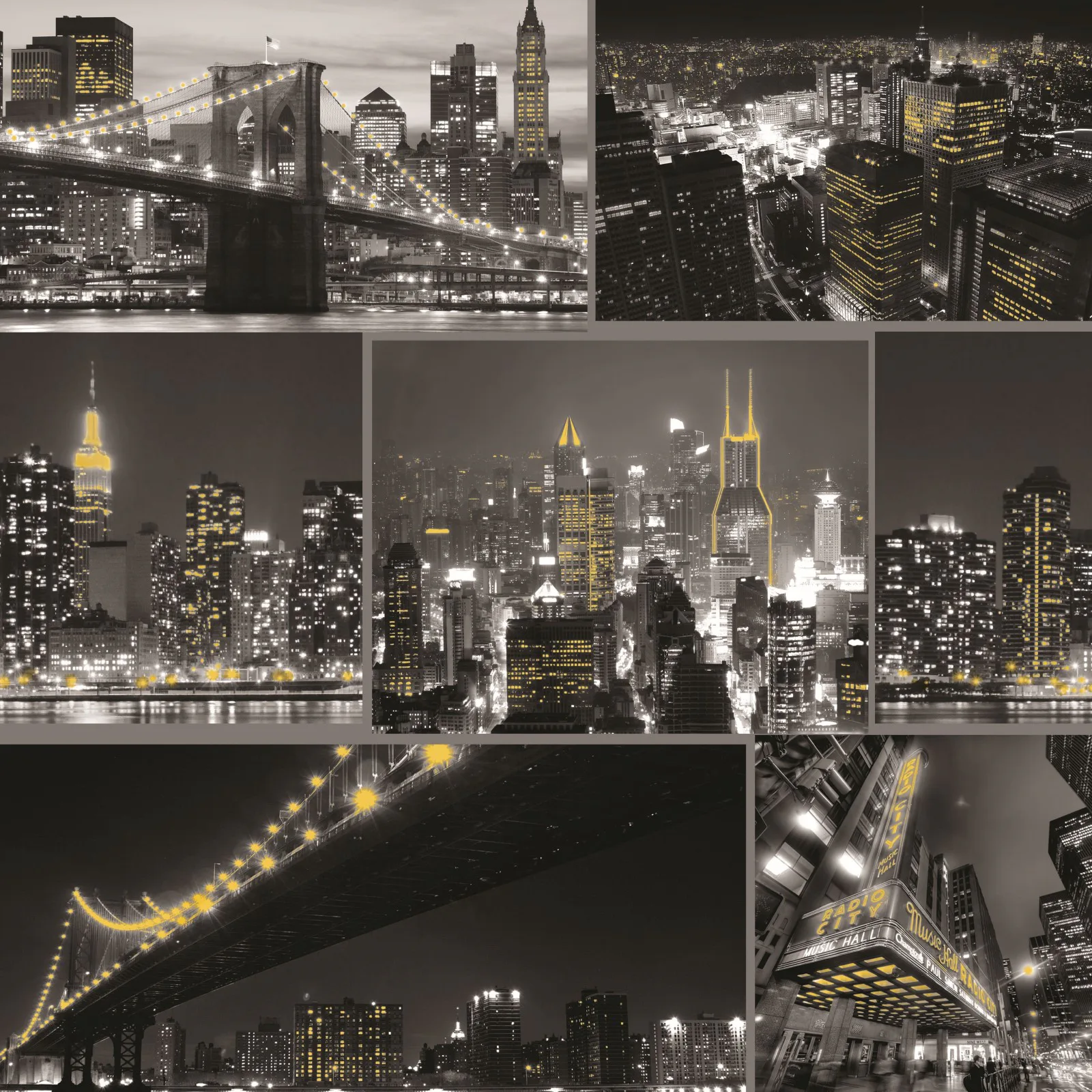 Tapet Fresco City At Night Svart